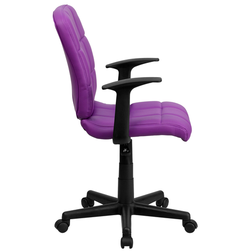 Flash Furniture GO-1691-1-PUR-A-GG Purple Vinyl Nylon Arms Mid Back Design Swivel Task Chair