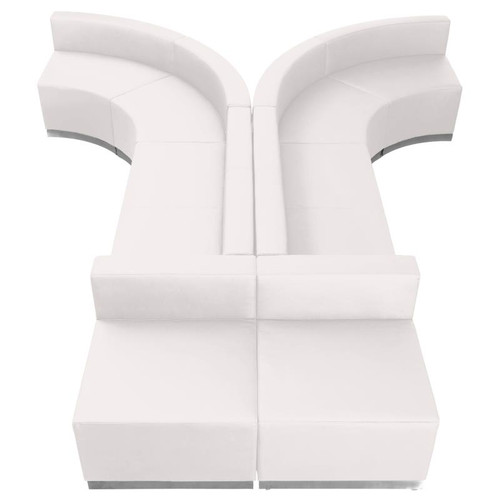 Flash Furniture ZB-803-620-SET-WH-GG White LeatherSoft with Brushed Stainless Steel Base Modular Hercules Alon Series Reception Configuration