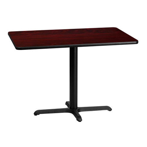 Flash Furniture XU-MAHTB-3042-T2230-GG 42”W x 30”D x 31-1/8”H Melamine Core With Mahogany Laminate Finish Cast Iron Column With Black Powder Coated Finish Rectangular Dining Height Table