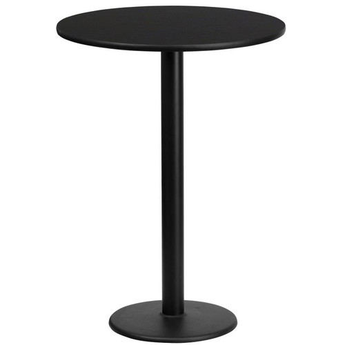 Flash Furniture XU-RD-24-BLKTB-TR18B-GG Black Laminate Round Top PVC T-Mold Edge Table