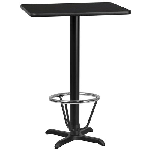 Flash Furniture XU-BLKTB-2430-T2222B-3CFR-GG Black Rectangular Laminate Top PVC T-Mold Edge Table