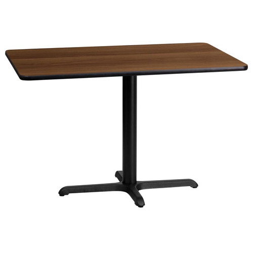 Flash Furniture XU-WALTB-2442-T2230-GG 42" W Rectangular Walnut Laminated Dining Height Table with Four Pointed Pedestal Base