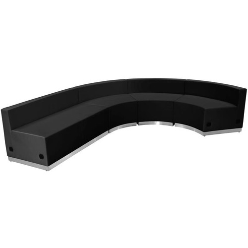 Flash Furniture ZB-803-760-SET-BK-GG Black LeatherSoft with Brushed Stainless Steel Base Modular Hercules Alon Series Reception Configuration