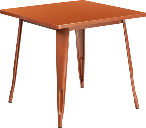 Flash Furniture ET-CT002-1-POC-GG 31.5" W Copper Galvanized Steel Powder Coat Finish Indoor / Outdoor Square Table