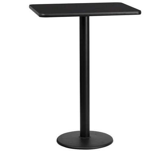 Flash Furniture XU-BLKTB-2430-TR18B-GG Black Rectangular Laminate Top PVC T-Mold Edge Table