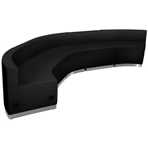 Flash Furniture ZB-803-820-SET-BK-GG Black LeatherSoft with Brushed Stainless Steel Base Modular Hercules Alon Series Reception Configuration