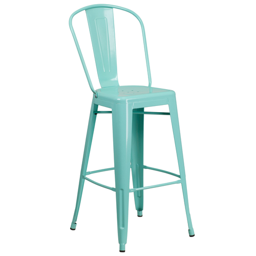 Flash Furniture ET-3534-30-MINT-GG Mint Galvanized Steel Drain Holes In Seat Bar Stool