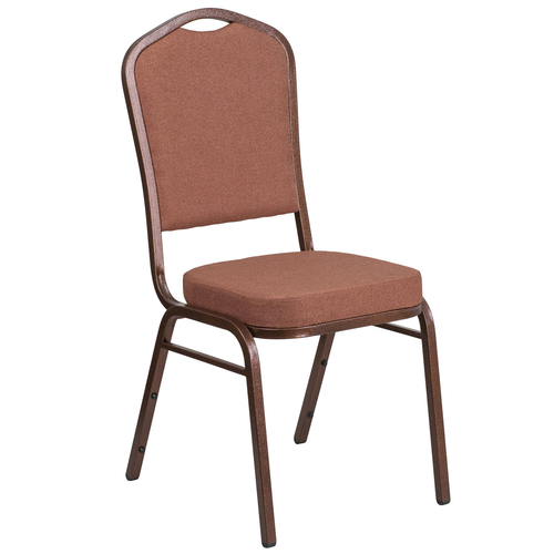 Flash Furniture FD-C01-COP-1-GG Brown Fabric Upholstered Copper Vein Powder Coated Finish Hercules Series Stacking Banquet Chair
