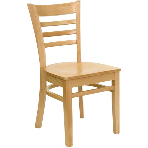 Flash Furniture XU-DGW0005LAD-NAT-GG Wood Ladder Back .62" Thick Natural Finish Beechwood Seat Hercules Series Restaurant Chair
