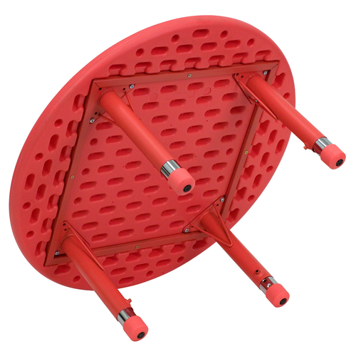 Flash Furniture YU-YCX-007-2-ROUND-TBL-RED-GG Red Round Plastic Top Safety Rounded Corners Preschool Activity Table