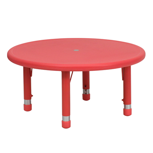 Flash Furniture YU-YCX-007-2-ROUND-TBL-RED-GG Red Round Plastic Top Safety Rounded Corners Preschool Activity Table