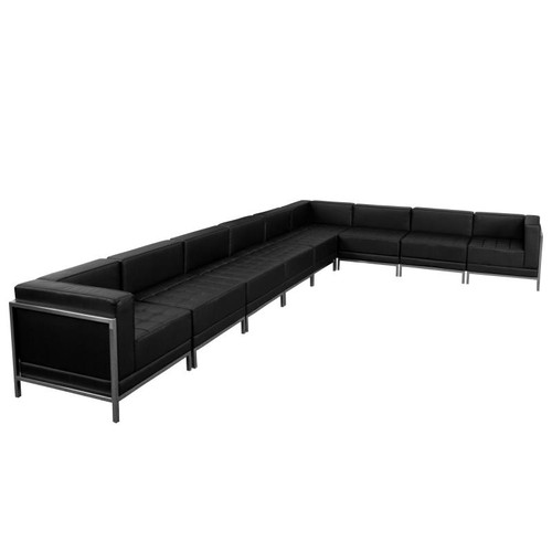 Flash Furniture ZB-IMAG-SECT-SET4-GG Black LeatherSoft With Stainless Steel Legs Modular Hercules Imagination Series Sectional