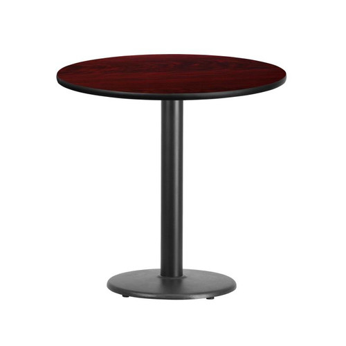 Flash Furniture XU-RD-30-MAHTB-TR18-GG 30" Dia. Round Mahogany Laminated Dining Height Table with Pedestal Base