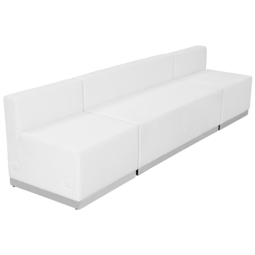 Flash Furniture ZB-803-680-SET-WH-GG White LeatherSoft with Brushed Stainless Steel Base Modular Hercules Alon Series Reception Configuration