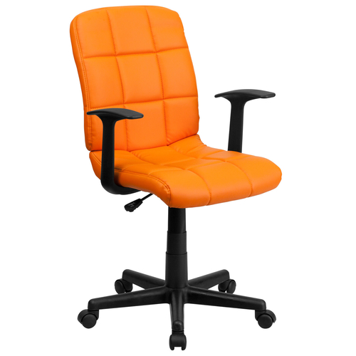 Flash Furniture GO-1691-1-ORG-A-GG Orange Vinyl Nylon Arms Mid Back Design Swivel Task Chair