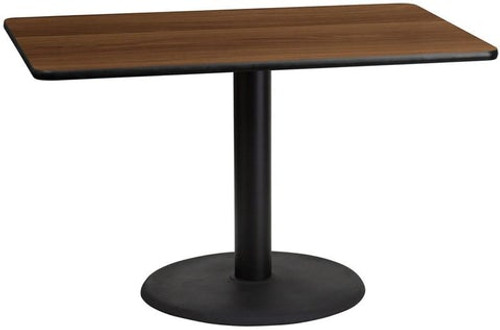 Flash Furniture XU-WALTB-3048-TR24-GG 48" W Rectangular Walnut Laminated Dining Height Table with Round Pedestal Base