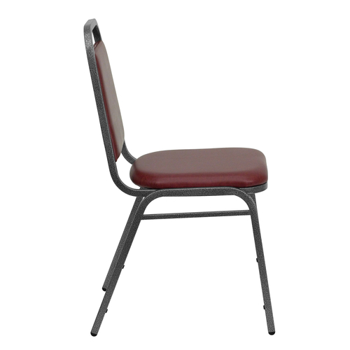 Flash Furniture FD-BHF-2-BY-VYL-GG Burgundy Vinyl Upholstered Trapezoidal Back Panel Silver Vein Powder Coated Frame Finish Hercules Series Stacking Banquet Chair