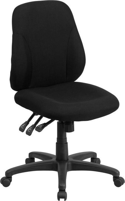 Flash Furniture BT-90297S-GG Black Armless Heavy Duty Black Nylon Base Mid Back Design Ergonomic Swivel Task Chair