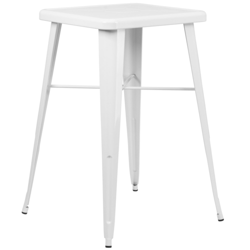 Flash Furniture CH-31330-WH-GG White Square Metal Top Cross Brace Table