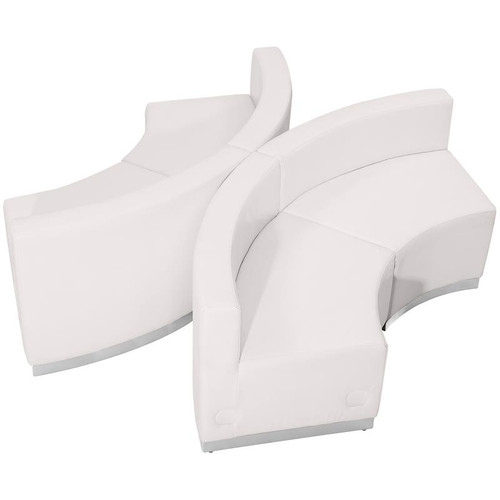 Flash Furniture ZB-803-840-SET-WH-GG White LeatherSoft Upholstery With Brushed Stainless Steel Base Modular Hercules Alon Series Reception Configuration