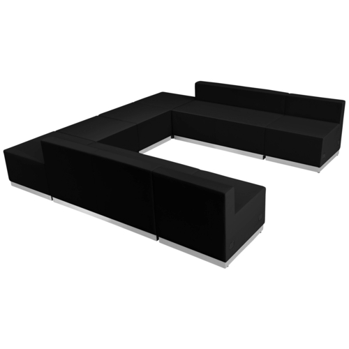 Flash Furniture ZB-803-710-SET-BK-GG Black LeatherSoft with Brushed Stainless Steel Base Modular Hercules Alon Series Reception Configuration