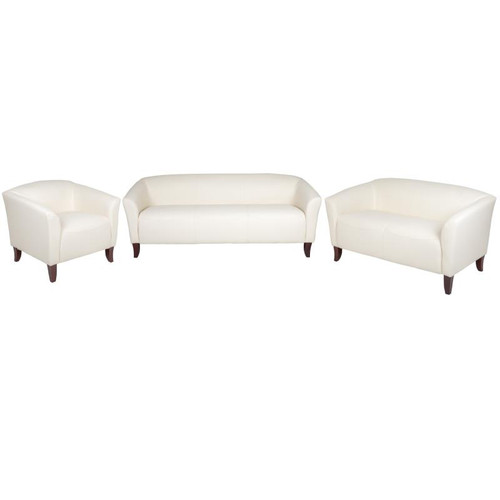 Flash Furniture 111-SET-WH-GG White LeatherSoft with Sturdy Hardwood Construction Hercules Imperial Series Reception Set