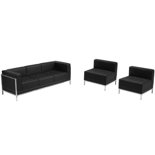 Flash Furniture ZB-IMAG-SET13-GG Black LeatherSoft With Integrated Stainless Steel Legs Modular Hercules Imagination Series Sofa