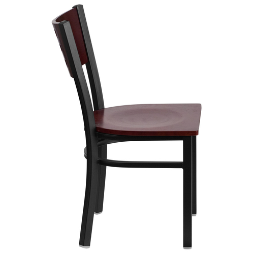 Flash Furniture XU-DG-60117-MAH-MTL-GG Mahogany Finish Plywood Back .62" Thick Mahogany Finish Plywood Seat Hercules Series Restaurant Chair