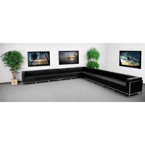 Flash Furniture ZB-IMAG-SECT-SET2-GG Black LeatherSoft With Stainless Steel Legs Modular Hercules Imagination Series Sectional