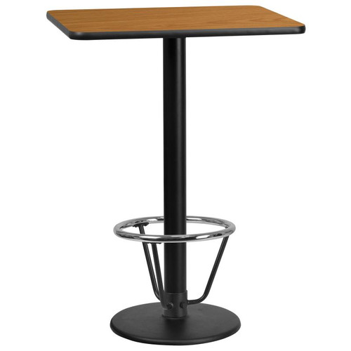 Flash Furniture XU-NATTB-2430-TR18B-3CFR-GG Natural Laminate Rectangular Plastic Top PVC T-Mold Edge Table