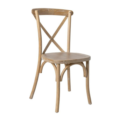 Flash Furniture X-BACK-NWG Natural with White Grain Elmwood Bent X Back Side Chair