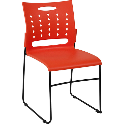 Flash Furniture RUT-2-OR-GG Orange Metal Frame Perforated Back Hercules Series Stacking Chair