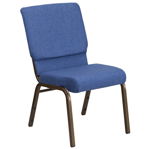 Flash Furniture FD-CH02185-GV-BLUE-GG Blue 19.25" Width Gold Vein Frame Finish Hercules Series Stacking Church Chair