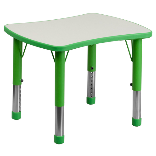 Flash Furniture YU-YCY-098-RECT-TBL-GREEN-GG Grey Laminate/Green Rectangular Plastic Top Safety Rounded Corners Preschool Activity Table