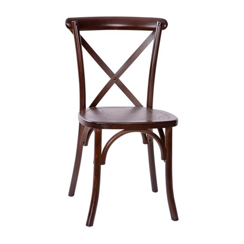 Flash Furniture X-BACK-W Walnut Elmwood Bent X Back Side Chair
