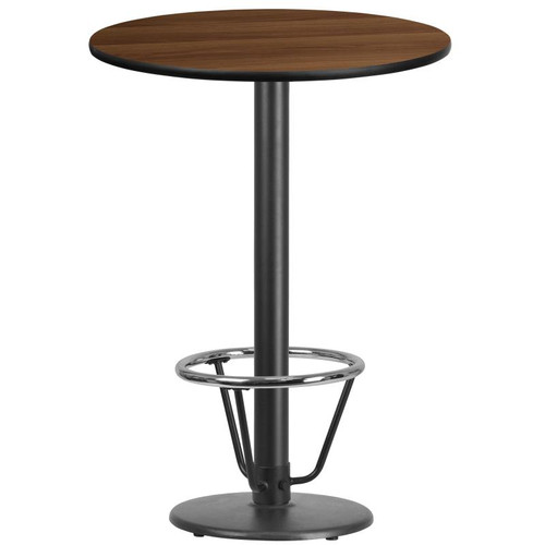 Flash Furniture XU-RD-30-WALTB-TR18B-3CFR-GG Walnut Laminate Round Top PVC T-Mold Edge Table