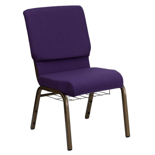 Flash Furniture FD-CH02185-GV-ROY-BAS-GG Royal Purple 19.25" Width Gold Vein Frame Finish Hercules Series Stacking Church Chair