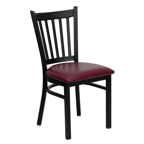 Flash Furniture XU-DG-6Q2B-VRT-BURV-GG Metal Vertical Slat Back Burgundy Vinyl Upholstered Seat Hercules Series Restaurant Chair