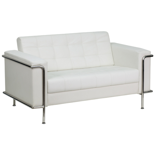 Flash Furniture ZB-LESLEY-8090-LS-WH-GG White LeatherSoft With Integrated Stainless Steel Legs Hercules Lesley Series Loveseat