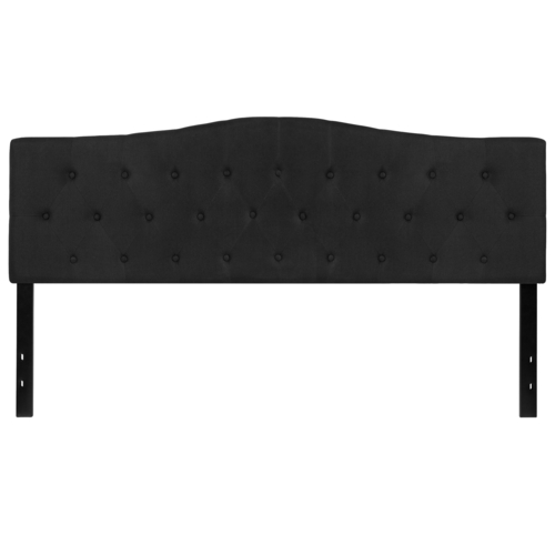 Flash Furniture HG-HB1708-K-BK-GG Black King Size Contemporary Style Black Metal Stands with Adjustable Bed Rail Slots Fabric Cambridge Headboard