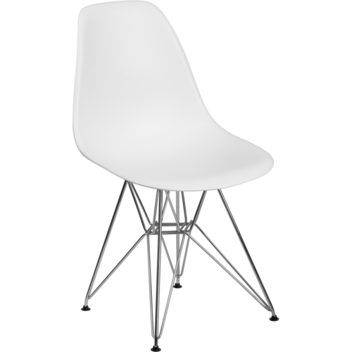 Flash Furniture FH-130-CPP1-WH-GG White Plastic Polypropylene Molded Seat and Back Elon Series Accent Side  Chair