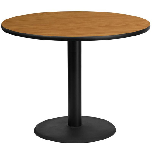 Flash Furniture XU-RD-42-NATTB-TR24-GG 42" Dia. Round Natural Laminated Dining Height Table with Pedestal Base