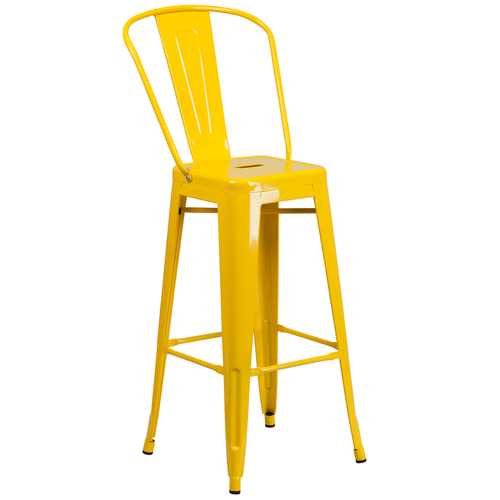 Flash Furniture CH-31320-30GB-YL-GG Yellow Galvanized Steel With Drain Hole In Seat Bar Stool