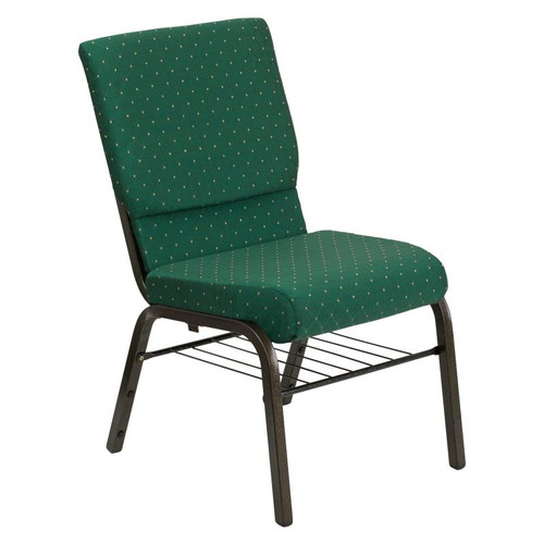Flash Furniture XU-CH-60096-GN-BAS-GG Green 19" Width Gold Vein Frame Finish Hercules Series Stacking Church Chair