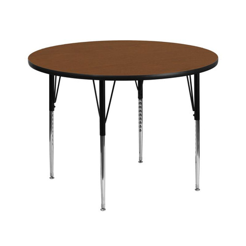 Flash Furniture XU-A42-RND-OAK-H-A-GG 42" Dia. Round 21.25" - 31.25" Adjustable Height Oak Activity Table