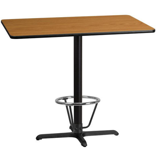 Flash Furniture XU-NATTB-3048-T2230B-3CFR-GG Natural Laminate Rectangular Top PVC T-Mold Edge Table