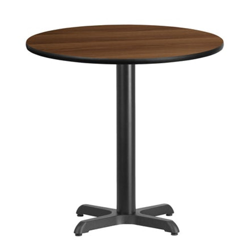Flash Furniture XU-RD-30-WALTB-T2222-GG 30" Dia. Round Walnut Laminated Dining Height Table with Four Pointed Pedestal Base