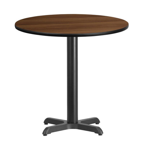 Flash Furniture XU-RD-30-WALTB-T2222-GG 30" Dia. Round Walnut Laminated Dining Height Table with Four Pointed Pedestal Base