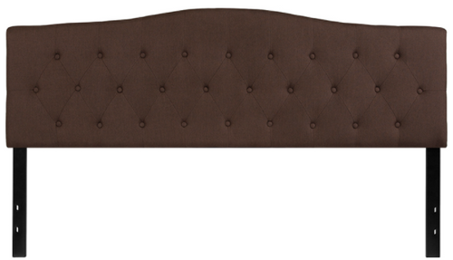 Flash Furniture HG-HB1708-K-DBR-GG Dark Brown King Size Contemporary Style Black Metal Stands with Adjustable Bed Rail Slots Fabric Cambridge Headboard