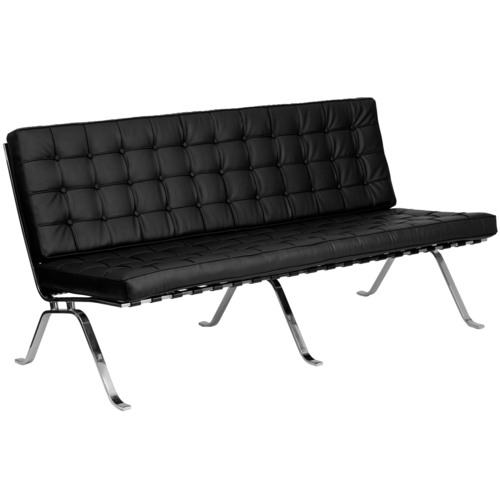 Flash Furniture ZB-FLASH-801-SOFA-BK-GG Black LeatherSoft Upholstery With Polished Stainless Steel Frame Hercules Flash Series Sofa